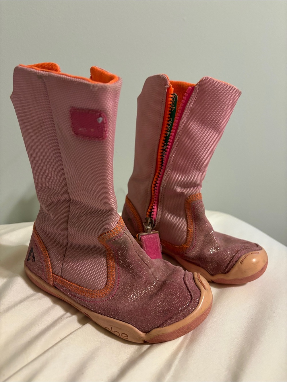 PLAE Pink and Orange Kids Zip Boots